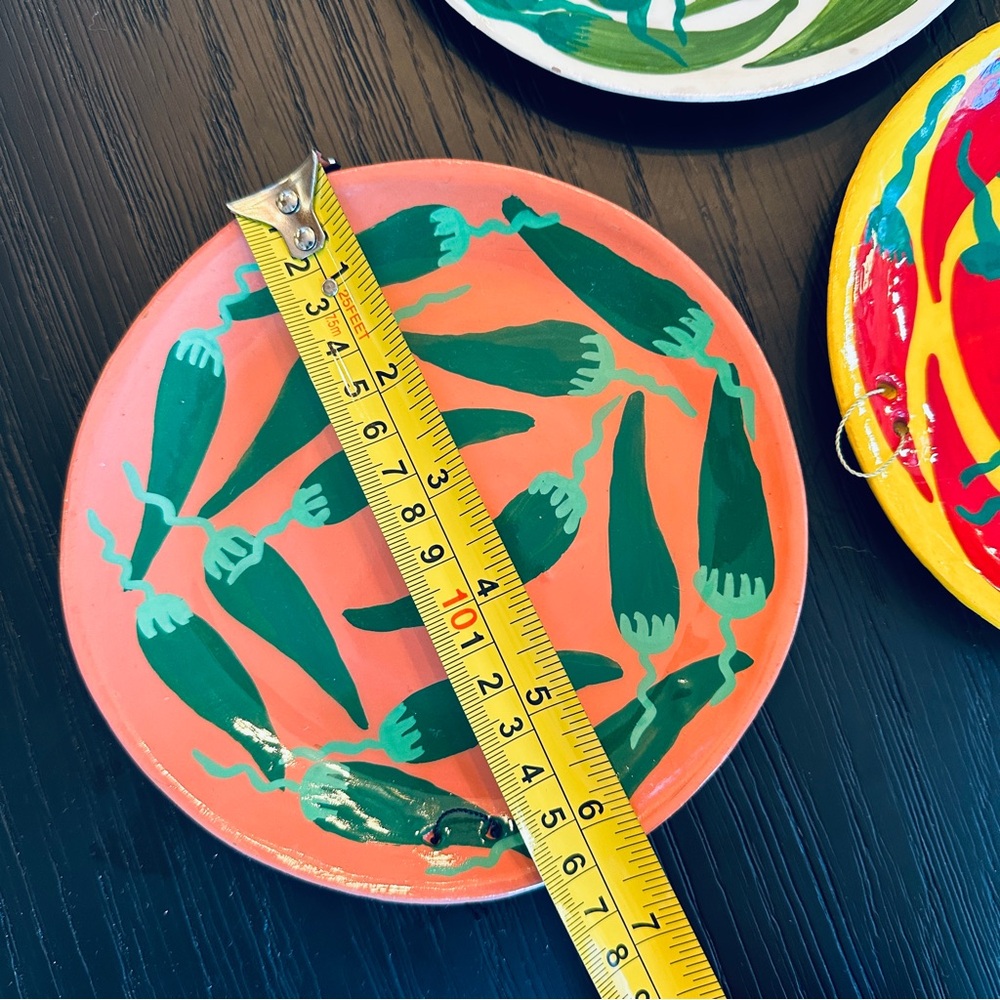Set of 3 Chili Pepper Hand-painted Plates, Wall Hanging Art‎ from Mexico - Picture 7 of 7